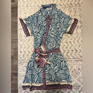 Loft Palm Collared Tie Dress